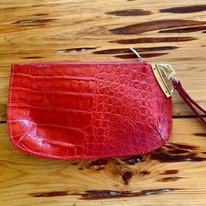 Red genuine leather Prune clutch